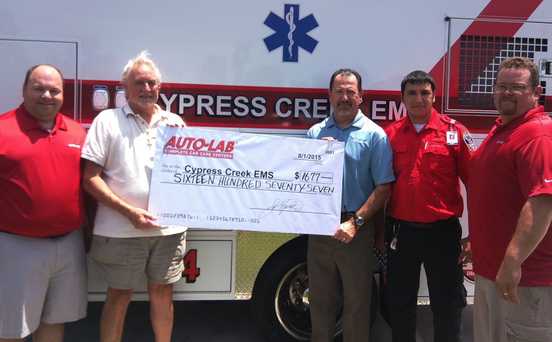 Auto-Lab Donates Part of July Profits to CCEMS - Media Relations Auto Lab Complete Car Care - auto-lab-donation